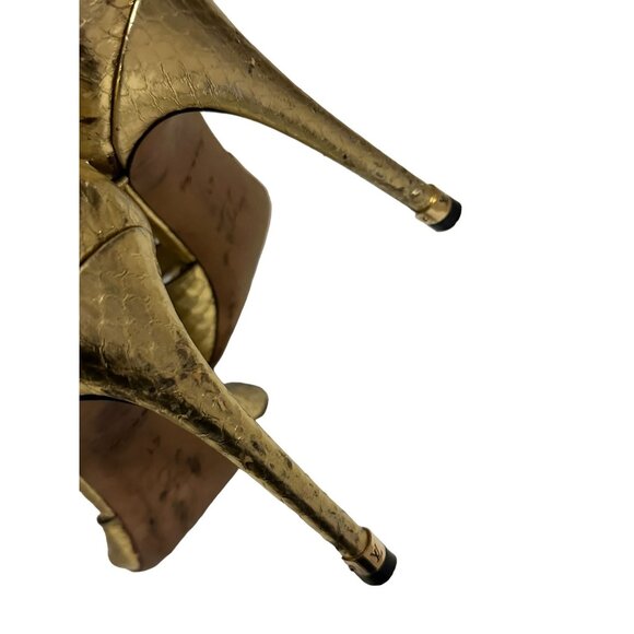 LOUIS VUITTON Gold Snake Print Leather Heels Size 41 - Picture 8 of 10